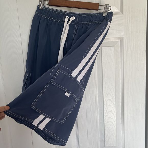 Asbury Threadz Mens Trunk Medium Elastic Waist Swim Navy Mako Core Performance - Picture 7 of 16